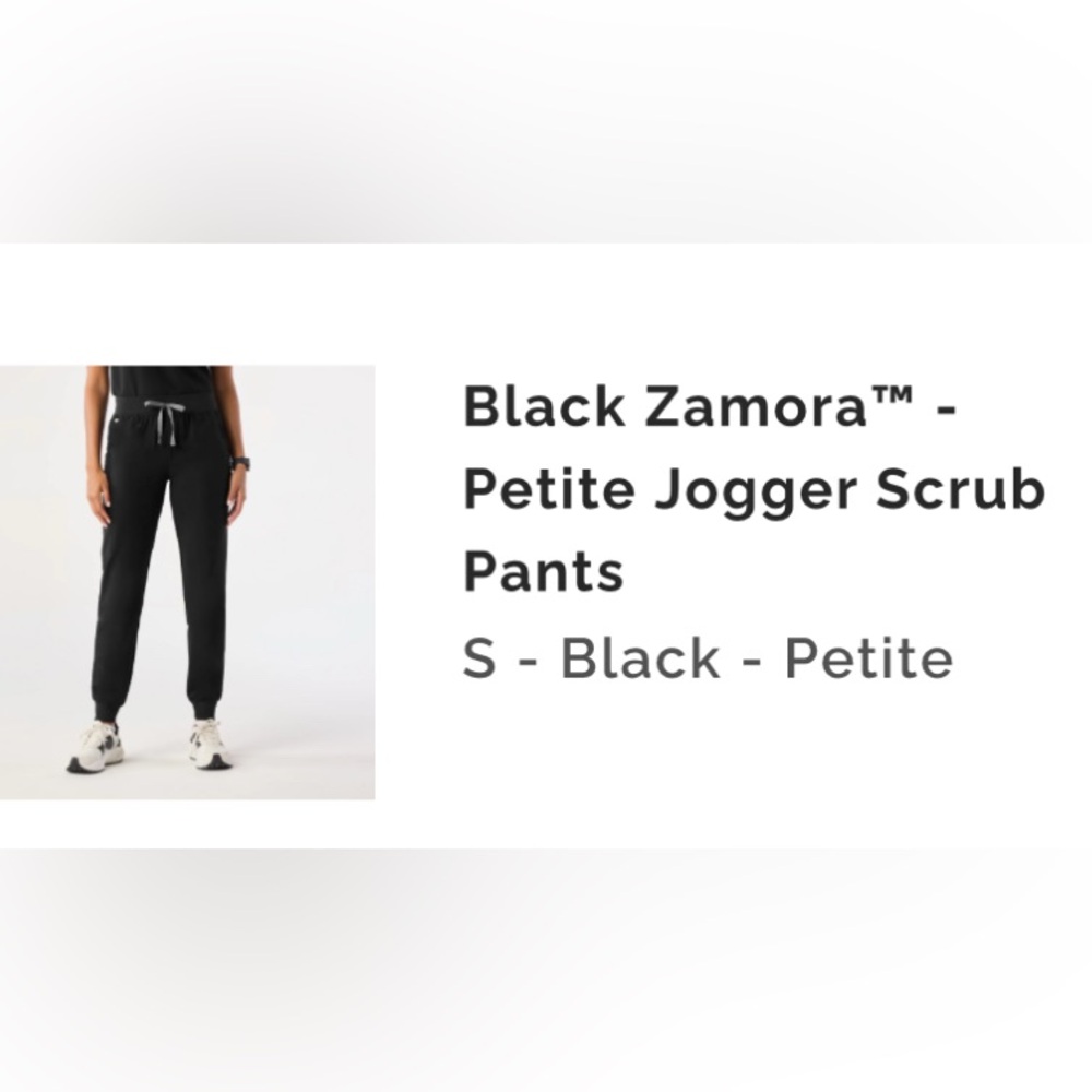 FIGS Black Small Petite Zamora Jogger Scrub Pants NWT